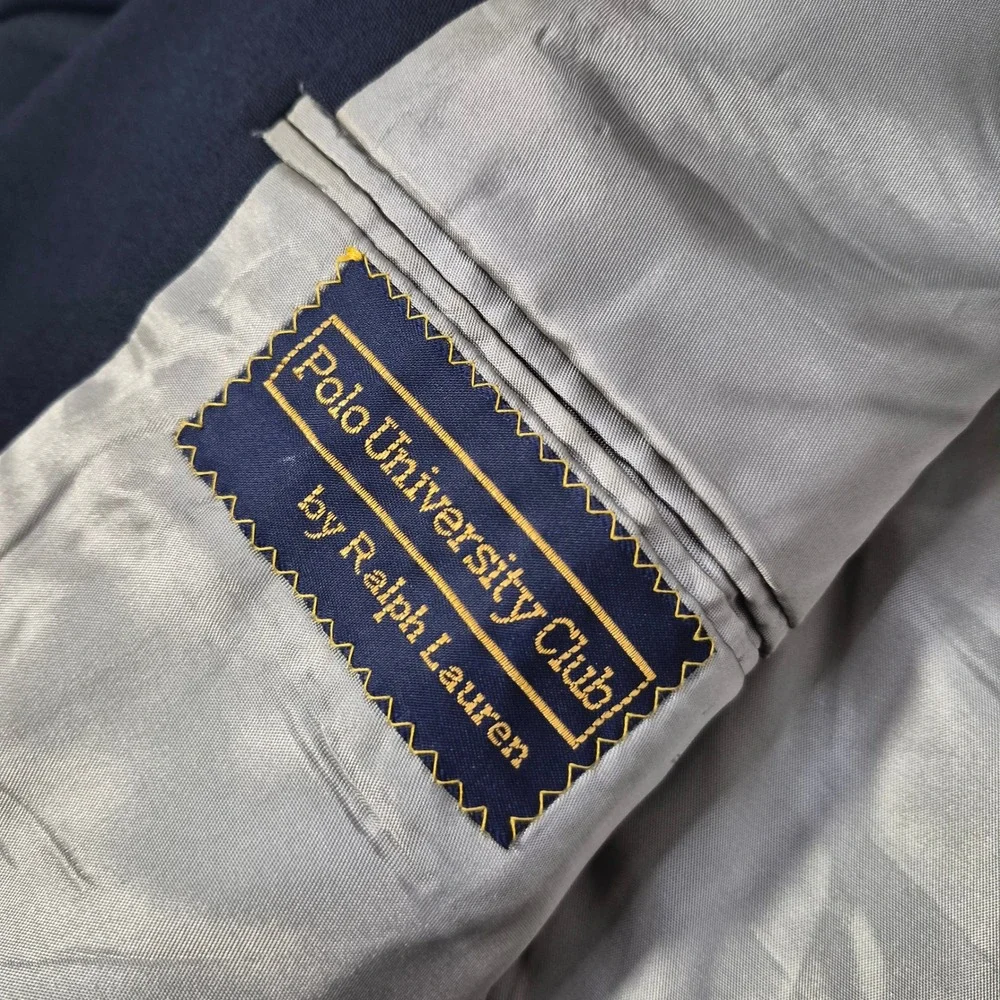 Polo University Club Ralph Lauren Blazer Mens 36 Navy Blue Ivy Gold Button Vtg